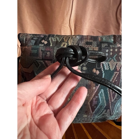 Vintage Shimmery Metallic Fabric Artsy Women's Bag with 100 Percent Leather trim - Picture 7 of 14